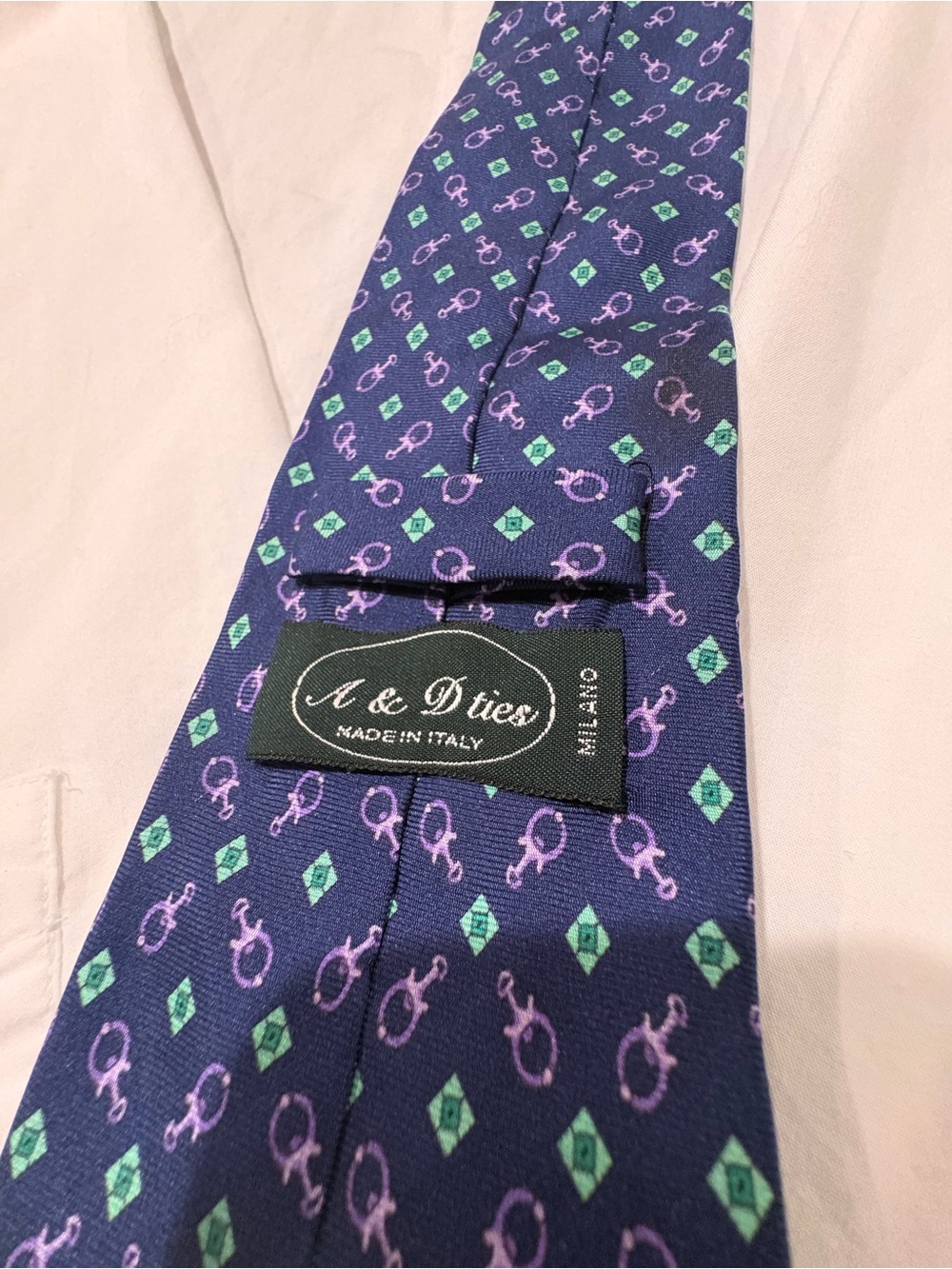 Navy Patterned Silk Tie
